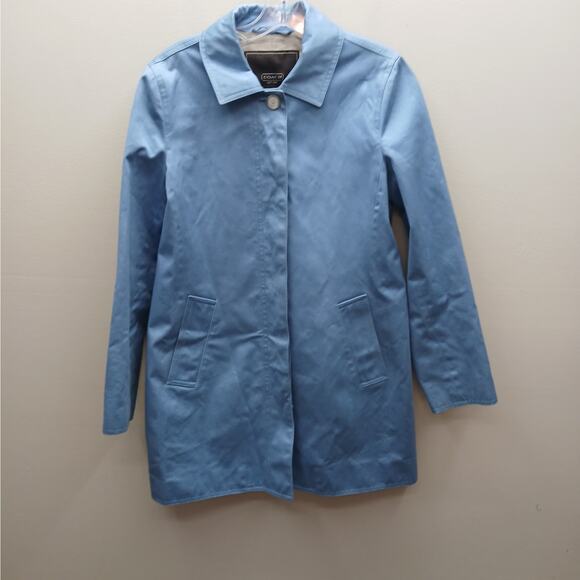 Coach Button Front Car Walking Coat Trench Outerwear Light Blue Size Small - Picture 1 of 9